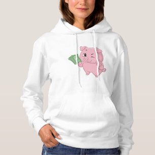 Sudadera Cerdo Rosa Sosteniendo Dinero Dando Pulgar Hacia A