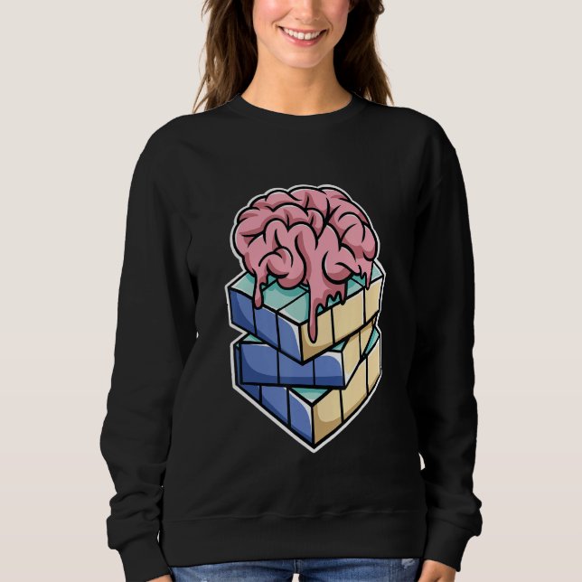 Sudadera Cerebro en Cubo de Rompecabezas Cubing Rápido de C (Anverso)
