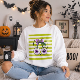 Sudadera Cerezas Ojos Halloween Coquette Gráfico