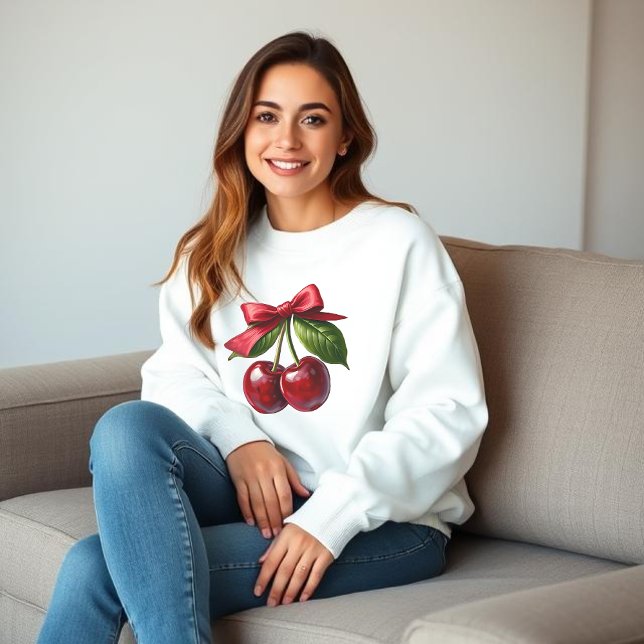 Sudadera Cerezas y una reverencia (cherries with a bow sweatshirt
)