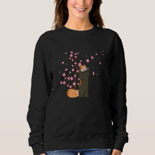 Sudadera Cerezo en flor de panda roja animal japonés Sakura