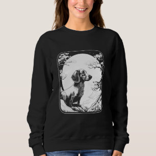 Sudadera Cerezo en flor Moon Wiener Dog - Doxie Dachshund J