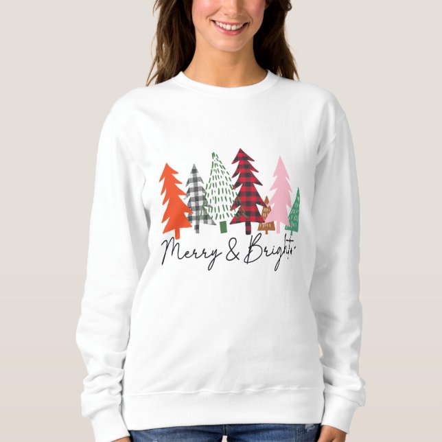 Sudadera Cerezos y brillantes árboles de pino de invierno n (Anverso)
