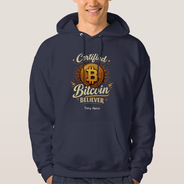Sudadera Certified Bitcoin Believer Hoodie – Custom Name (Anverso)