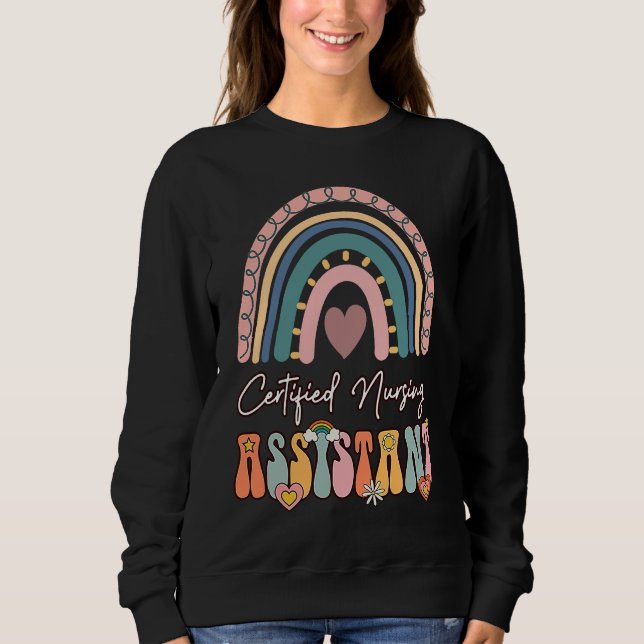 Sudadera Certified Nursing Assistant CNA Groovy Retro Rainb (Anverso)