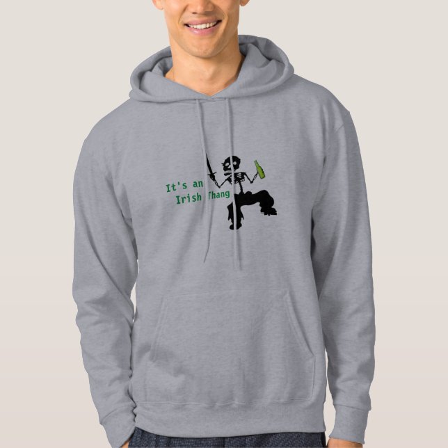 Sudadera Cerveza verde Skeleton bailando, la divertida St.  (Anverso)