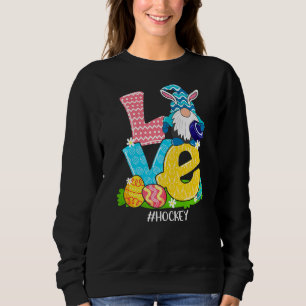 Sudadera Cesta divertida de caza de huevos de hockey de amo