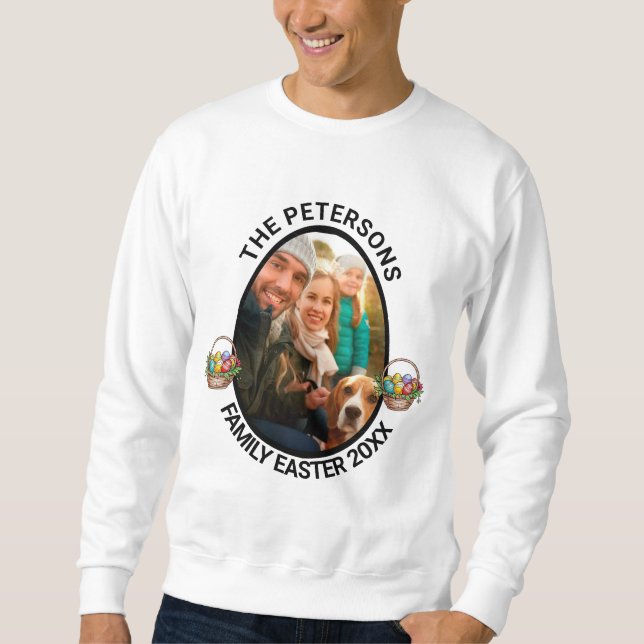 Sudadera Cesta personalizada de huevos de fotos de pascua p (Anverso)