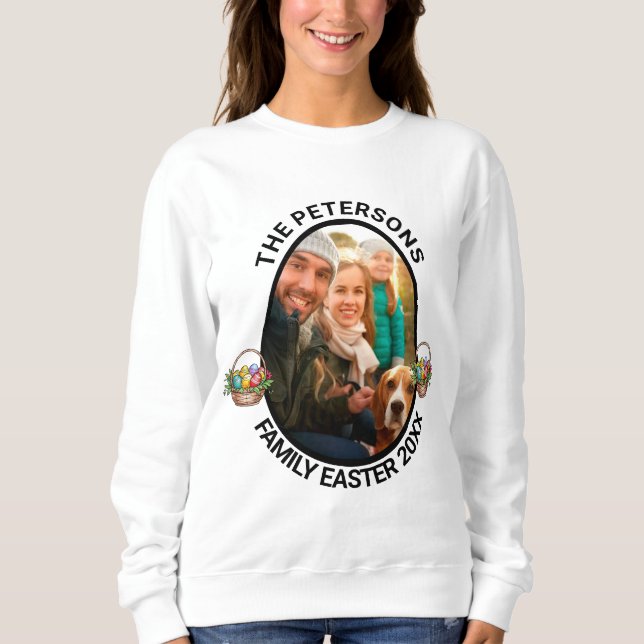 Sudadera Cesta personalizada de huevos de fotos de pascua p (Anverso)