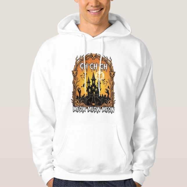 Sudadera Ch Meow Halloween Castillo Embrujado_1 (Anverso)
