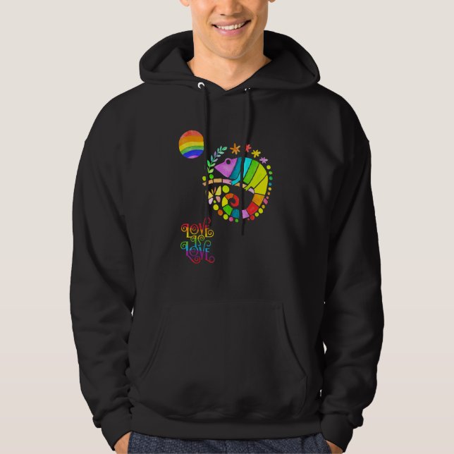 Sudadera Chamaleon Watercolor Pride  Vibrant Rainbow Design (Anverso)