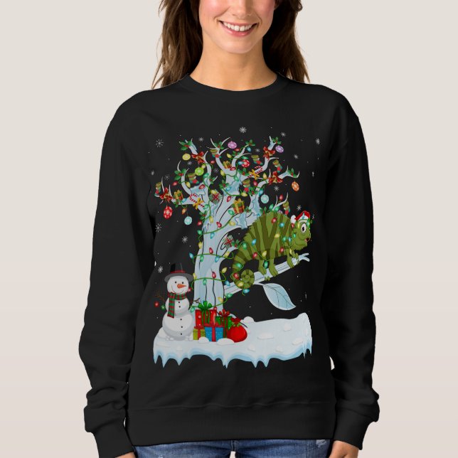 Sudadera Chameleon Xmas Elemento Árbol Iluminación Chameleo (Anverso)
