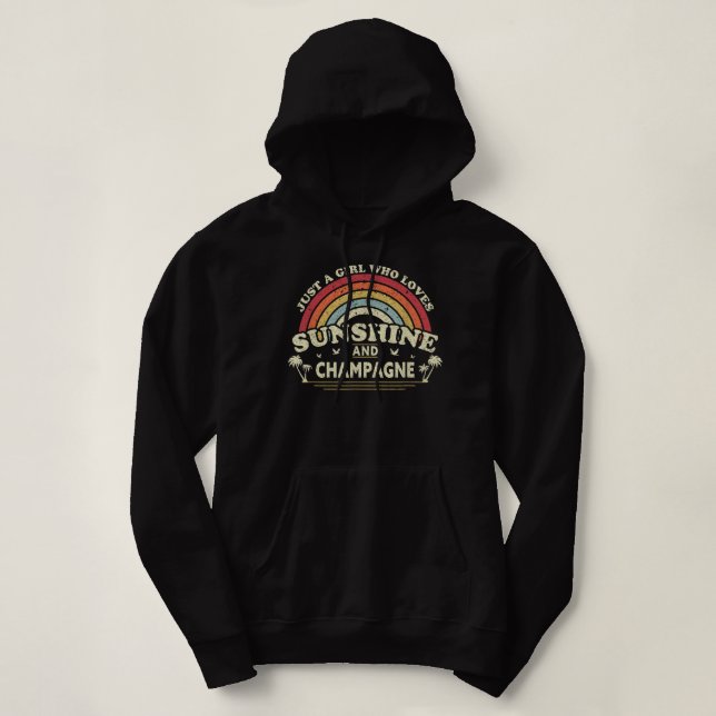 Sudadera Champán. Un Chica Que Ama El Sol Y El Champagne (Diseño del anverso)