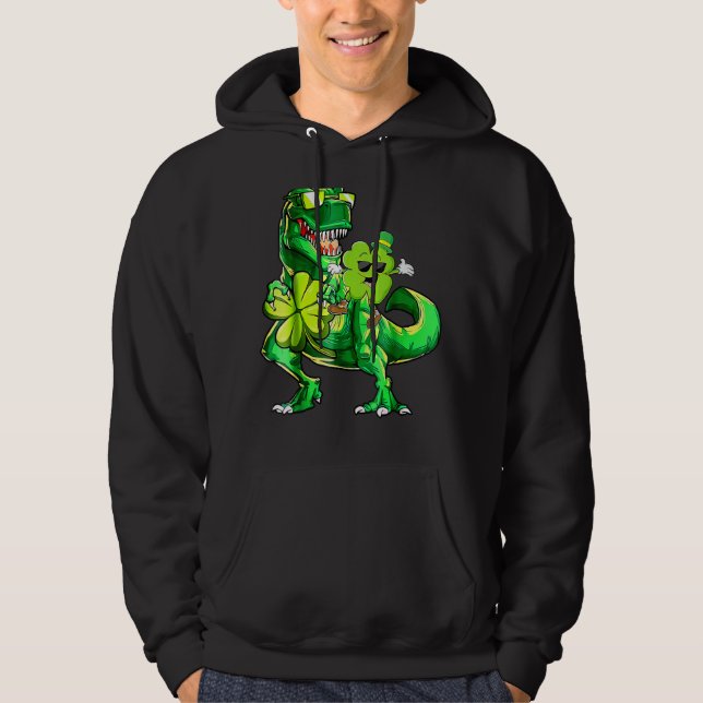 Sudadera Chamrock Riding Dinosaur T Rex St Patricks Day Boy (Anverso)