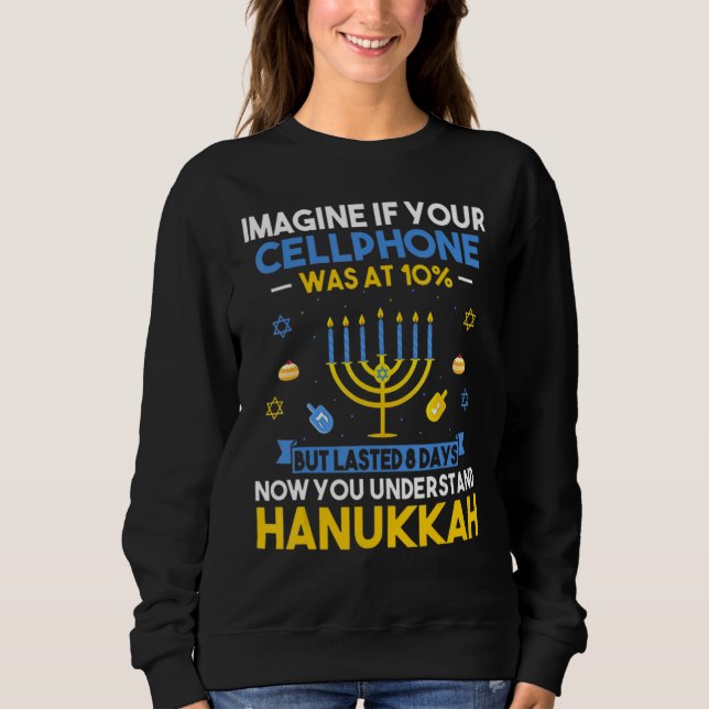 Sudadera Chanukah Cellphone Menorah Hanukkah Ugly Hanukkah  (Anverso)