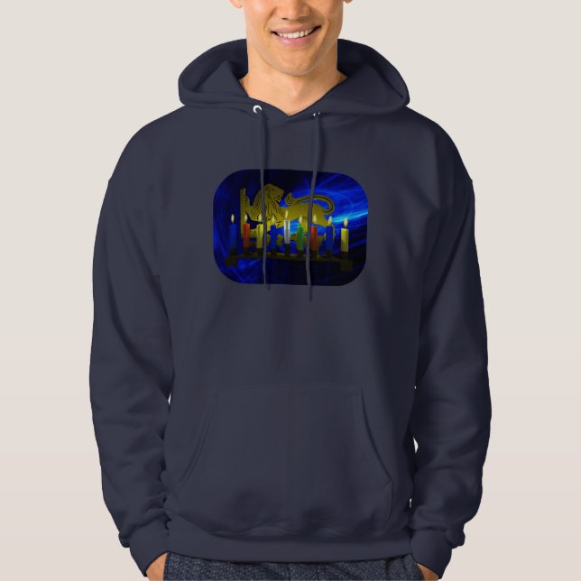 Sudadera Chanukkah Brass Lion Menorah (Anverso)