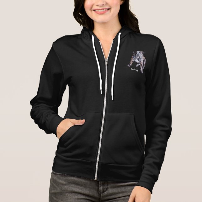 Sudadera Chaqueta de bulldog con Bulldog británico femenino (Anverso)