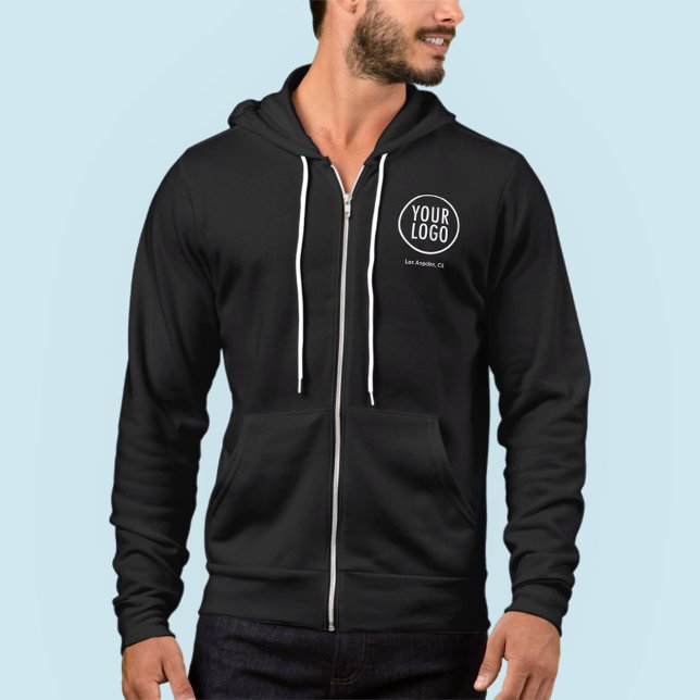 Sudadera Chaqueta de cierre de cremallera para hombres con  (MISOOK Black Jogger Jacket with Logo)