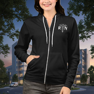 Sudadera Chaqueta de enfermera registrada RN con símbolo