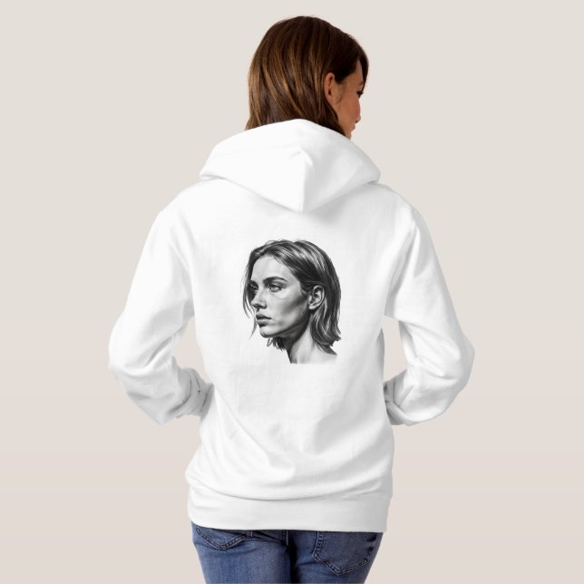 Sudadera Charcoal Woman Portrait Black and White Art (Reverso completo)