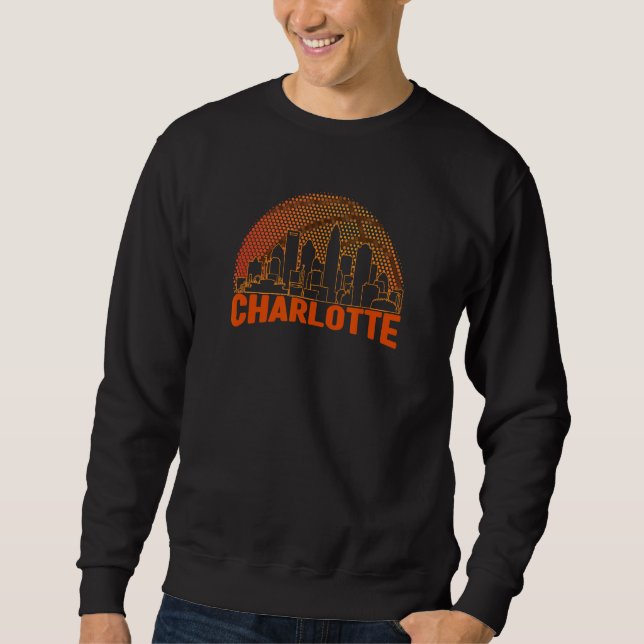 Sudadera Charlotte Basketball Skyline Cityscape Retro Vinta (Anverso)