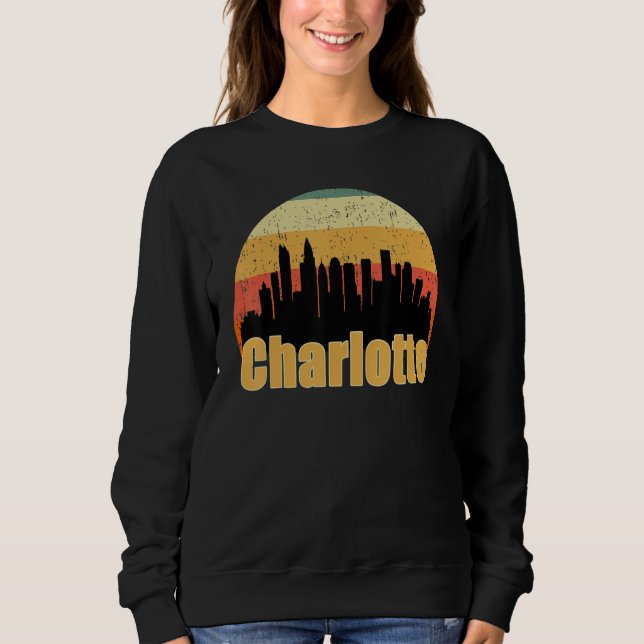 Sudadera Charlotte Nc Skyline Silhouette Sunset I Love Char (Anverso)