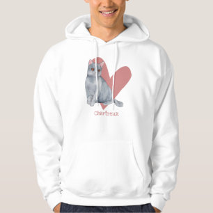 Sudadera Chartreux Cat Watercolor Kitty Pink Heart