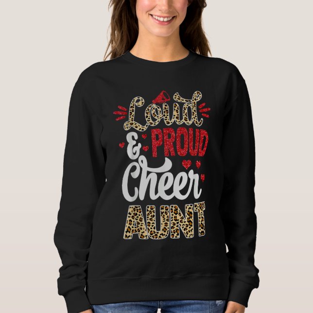 Sudadera Cheer Aunt Biggest Fan Leopard Print And Pom Pom (Anverso)