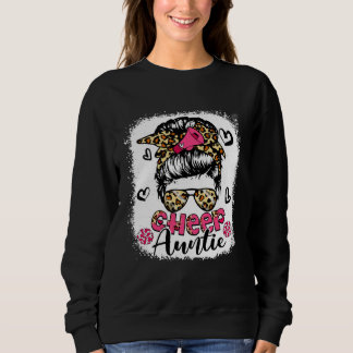 Sudadera Cheer Auntie Leopard Cute Messy Bun Hair Cheerlead