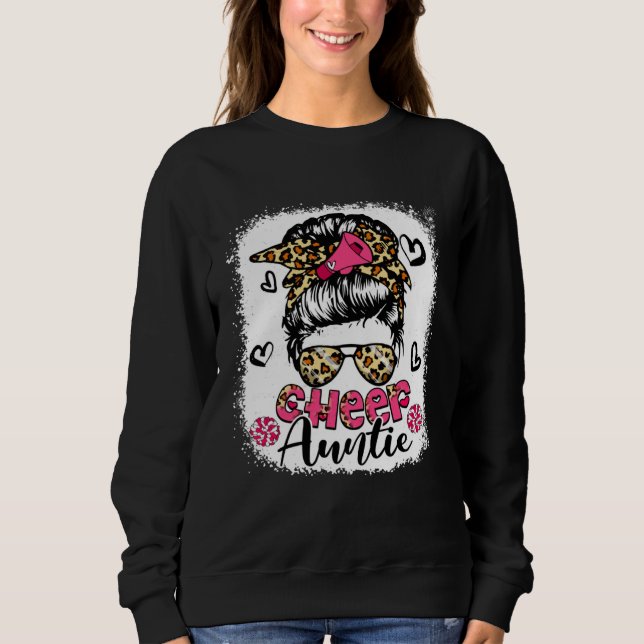 Sudadera Cheer Auntie Leopard Cute Messy Bun Hair Cheerlead (Anverso)