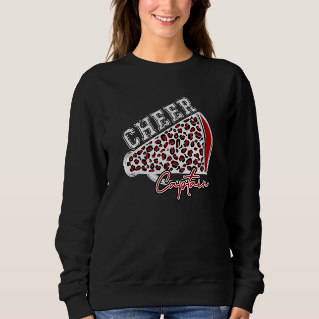 Sudadera Cheer CAPTAIN Leopard Cheetah Megaphone Maroon Tre (Anverso)