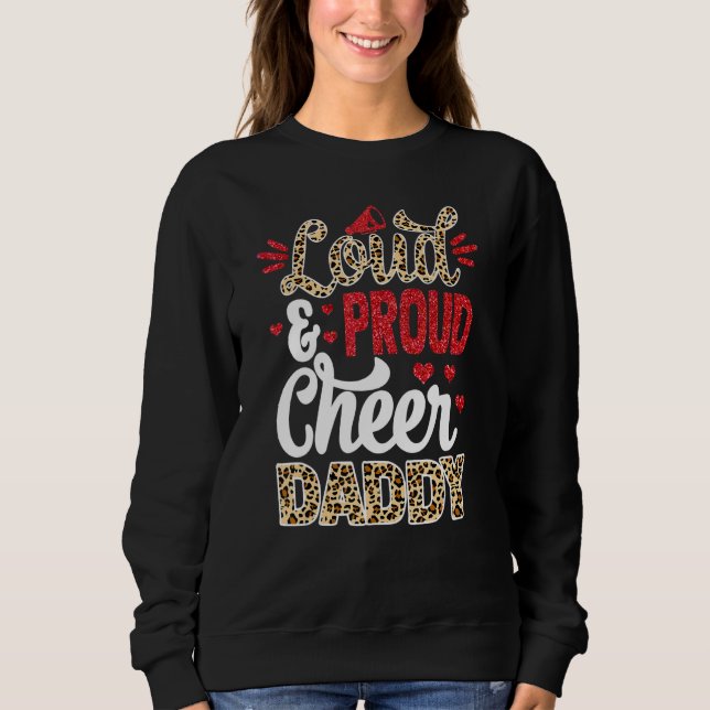 Sudadera Cheer Daddy Biggest Fan Leopard Print And Pom Pom (Anverso)