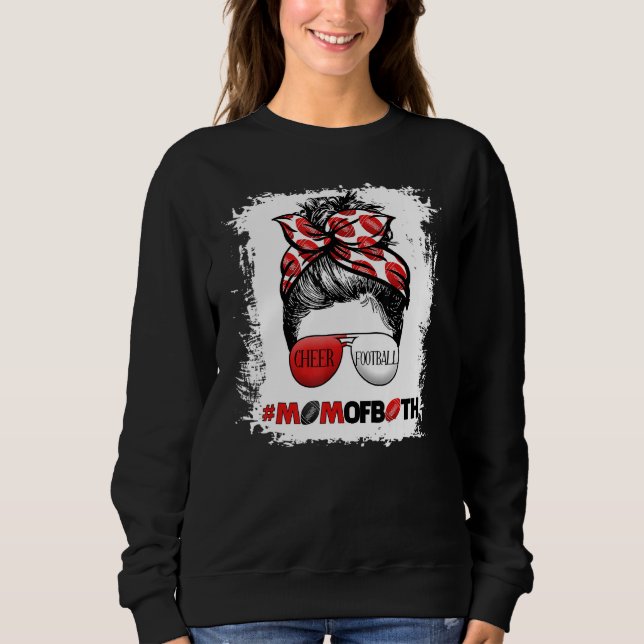 Sudadera Cheer Football Cheerleading Mom Of Both Messy Hair (Anverso)