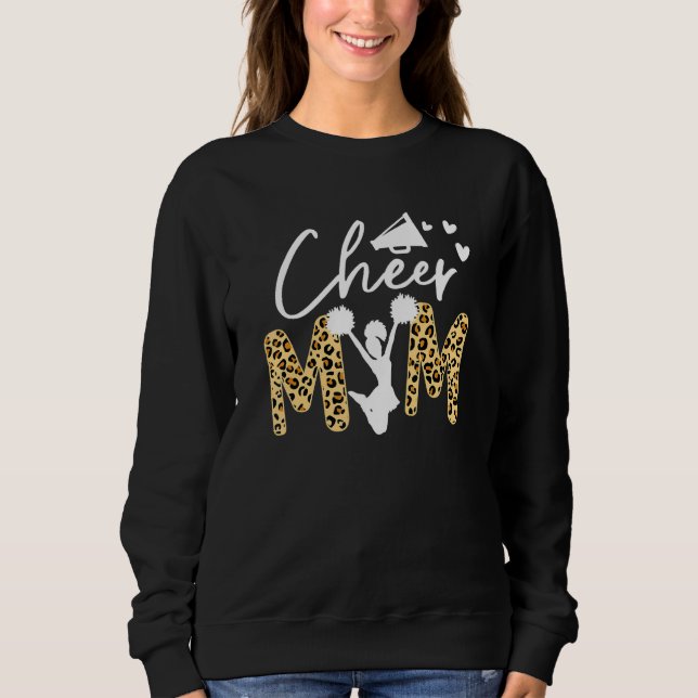 Sudadera Cheer Mom Leopard Messy Bun Cheerleader Bleached M (Anverso)