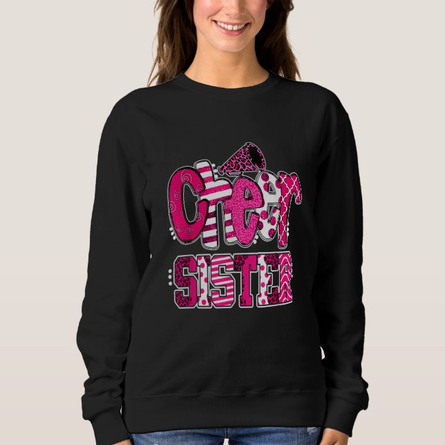 Sudadera Cheer Sister Biggest Fan Leopard Print And Pom Pom (Anverso)