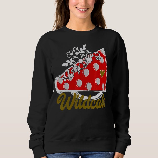 Sudadera Cheer WILDCATS  Red Megaphone Heart Flower Accent (Anverso)