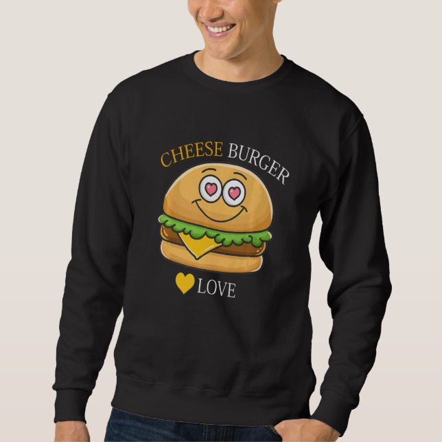 Sudadera Cheeseburger Fry Francés y Hamburger Food Heart (Anverso)