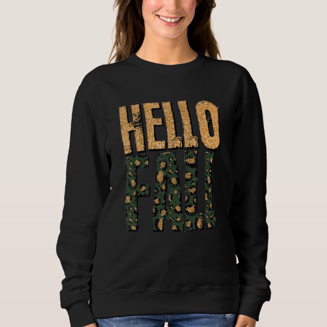 Sudadera Cheetah Hello Fall Autumn Awesome Graphic (Anverso)