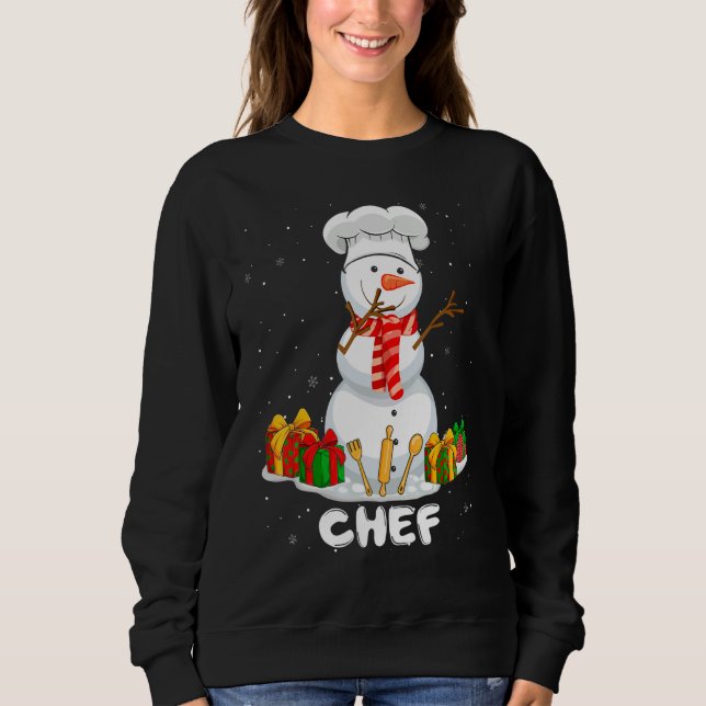 Sudadera Chef Christmas Funny Snowman Xmas Holiday Pajamas (Anverso)