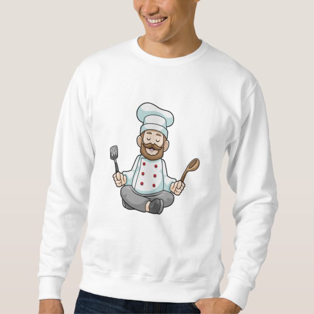 Sudadera Chef con delantal de cocina en yoga (Anverso)