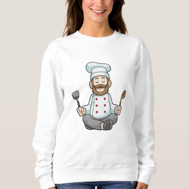 Sudadera Chef con delantal de cocina en yoga (Anverso)