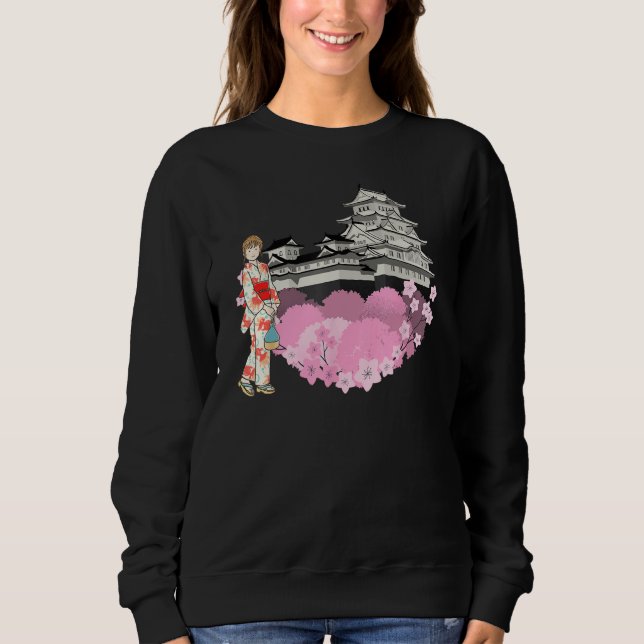 Sudadera Cherry Blossom Flowers and Japanese Girl Japanese  (Anverso)