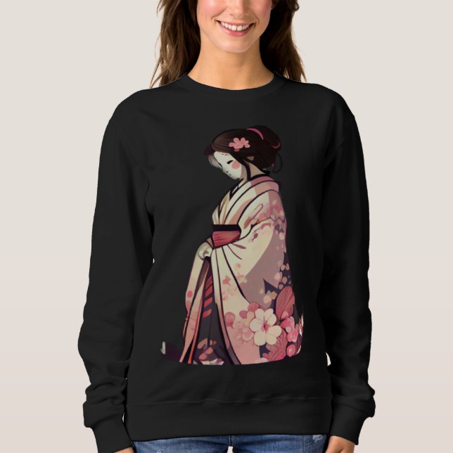 Sudadera Cherry blossom geisha japanese woman flowers (Anverso)