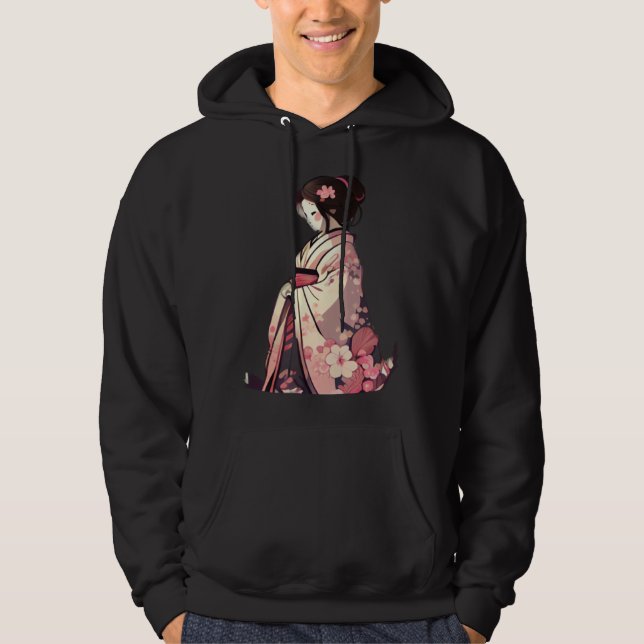 Sudadera Cherry blossom geisha japanese woman flowers (Anverso)
