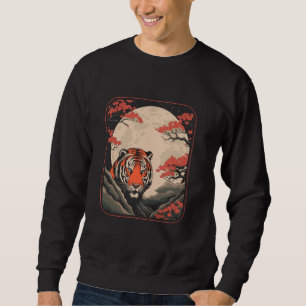 Sudadera Cherry Blossom Moon Tiger Animal Wildlife Big Cat