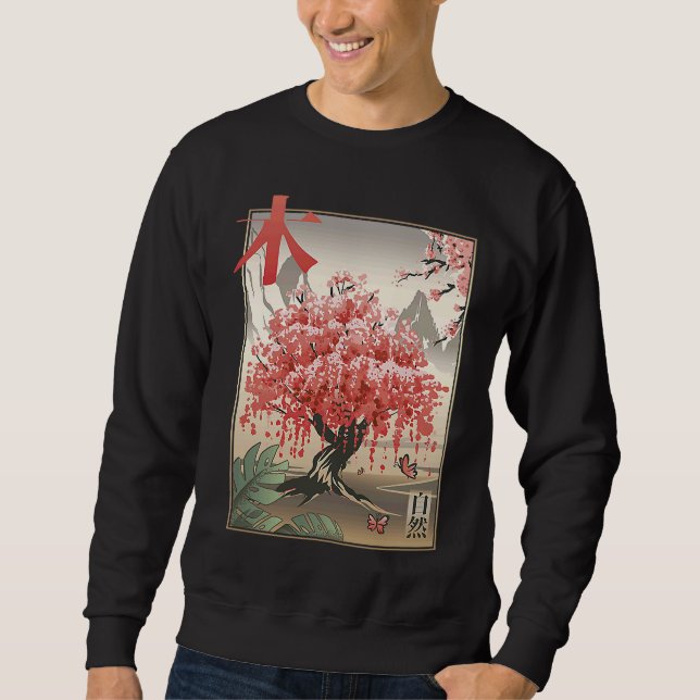 Sudadera Cherry Blossom Sakura Tree Mt Fuji Japan (Anverso)