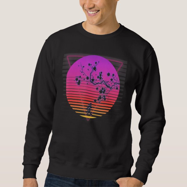 Sudadera Cherry Blossom Tree Art Japanese Retro Vaporwave 8 (Anverso)