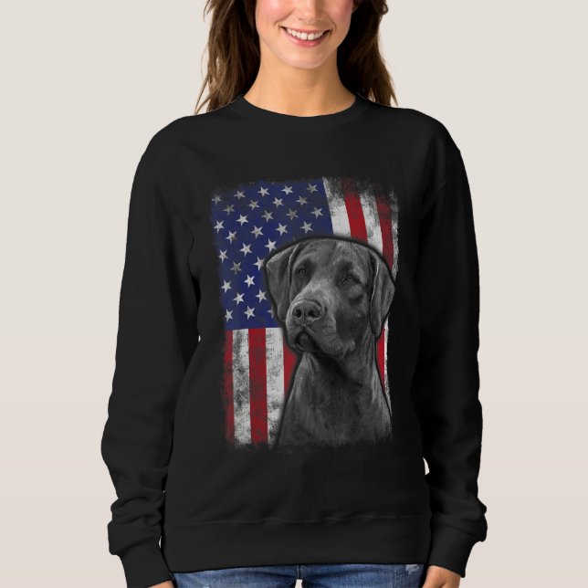 Sudadera Chesapeake Bay Retriever American Flag Patriotic D (Anverso)