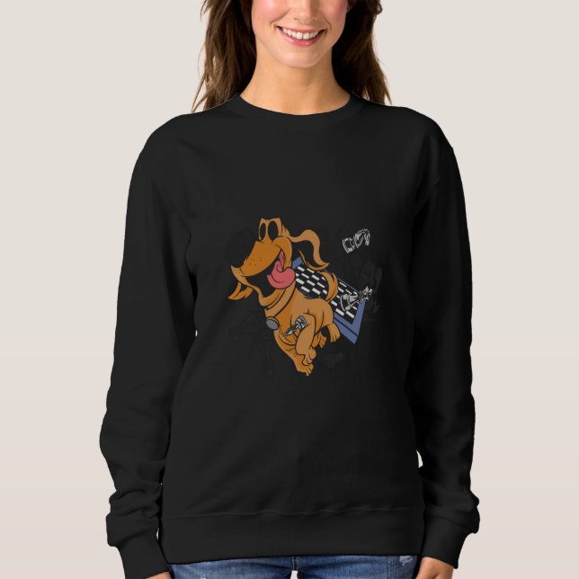 Sudadera chess board king game queen dog (Anverso)