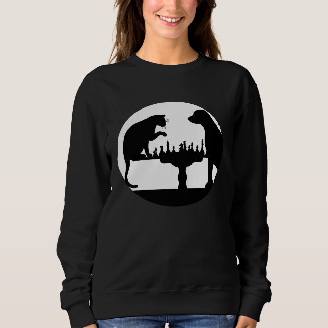 Sudadera Chess Player  Dog Cat Chess Motif (Anverso)